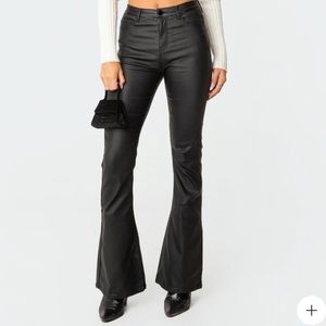 Edikted Luna faux leather flare pants
